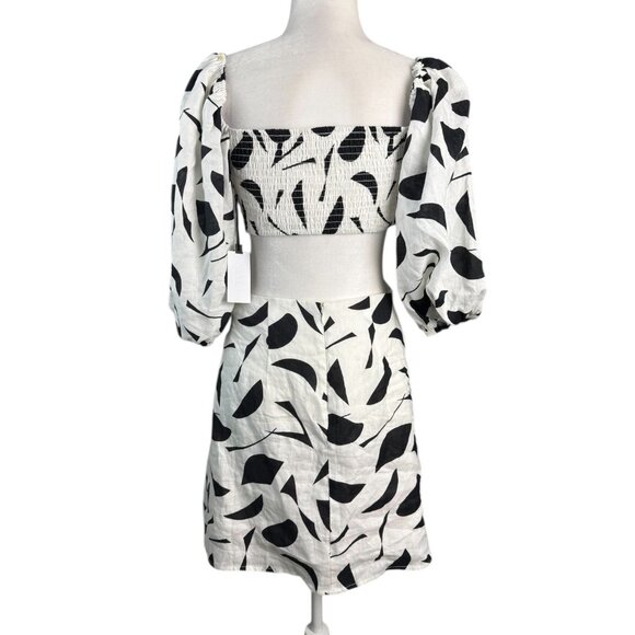 ASTR The Label Heather Abstract Print Cutout Puff Sleeve Mini Dress NWT Size M - Picture 8 of 8